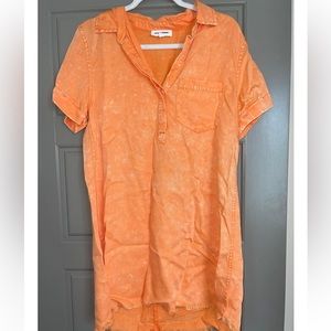 Day + Moon Distressed Orange T-Shirt Dress